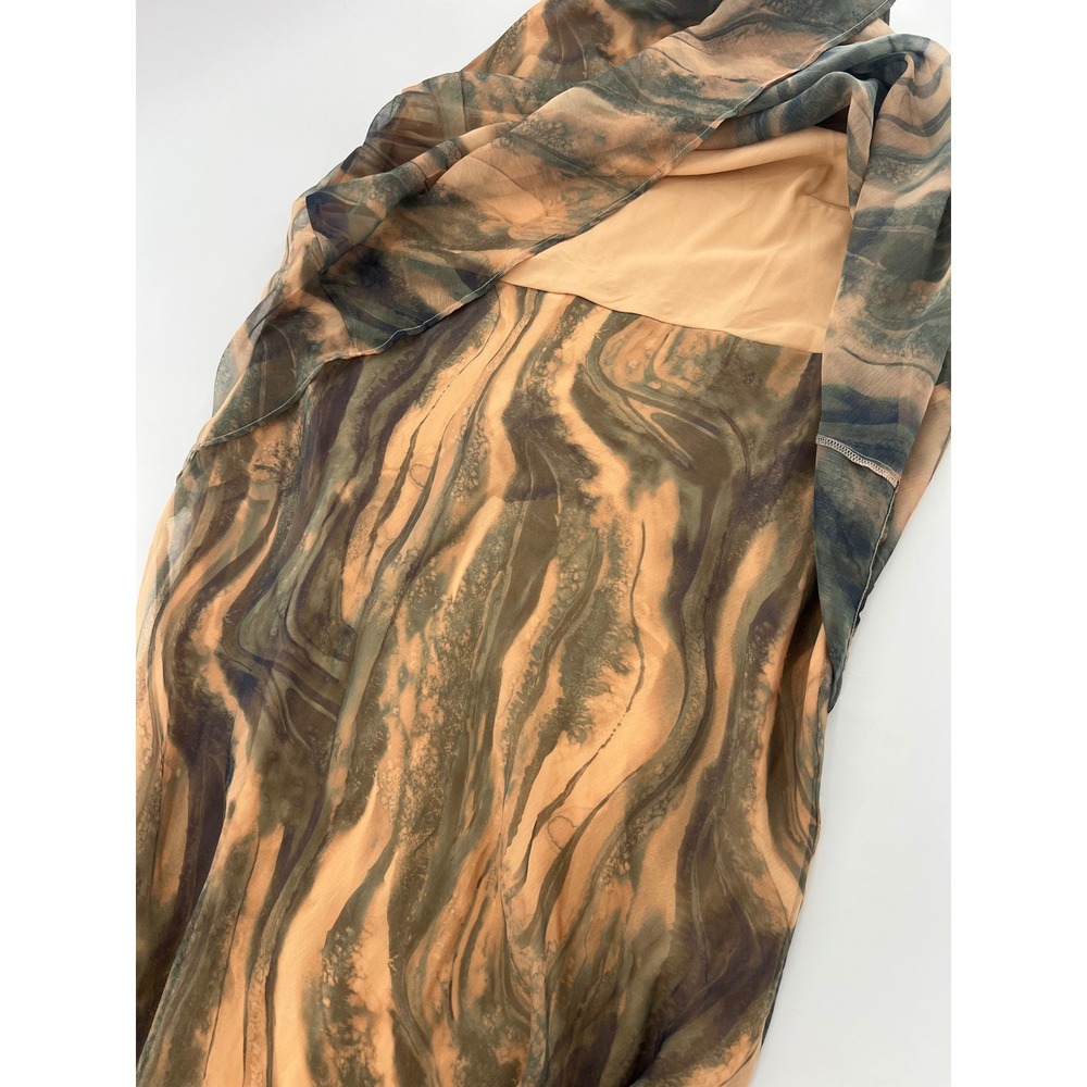 ASOS Chiffon High Neck Double Layer Maxi Dress Marbled Brown Fairy whimsical 12 - Picture 6 of 11